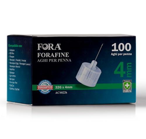 Aghi Penna ForaFine per Iniezioni Intracutanee, Acciaio Inox Chirurgico, Punta Triplo Profilo, Latex Free (4mm 32G)