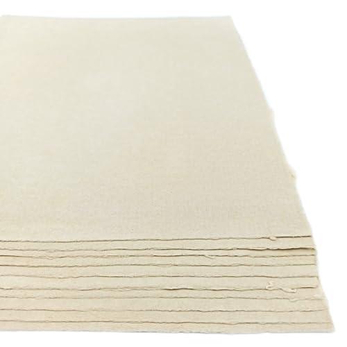 Fogli in Carta A4 Riciclata Fatta a Mano con Bordi irregolari, 21x29,7cm, 250 g/m2, Confezione da 10, per inviti, biglietti, partecipazioni, Made in Italy (Tortora)