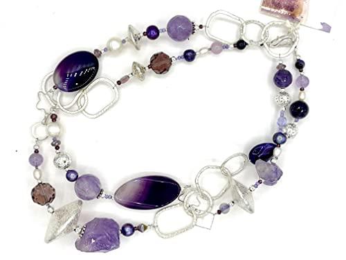 Collana lunga in ametista e agata 