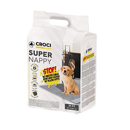 Croci Super Nappy Carboni Attivi - Tappetini Igienici per Cani 57x84 cm - 30 pezzi