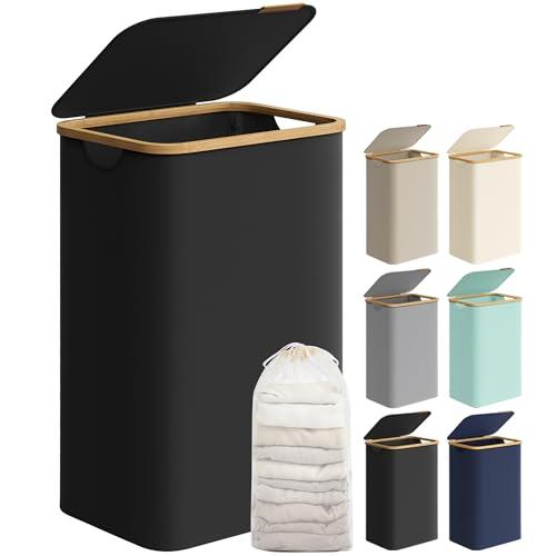 SONGMICS Cesto Portabiancheria con Coperchio 90L Nero Inchiostro
