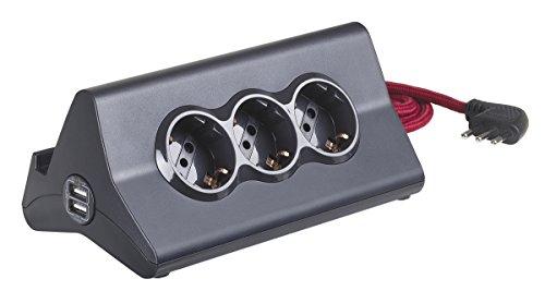 BTicino S3713GBU Ciabatta Multipresa da Scrivania con USB, 3 Prese e Interruttore