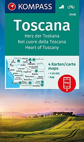 Carta escursionistica n. 2440. Nel cuore della Toscana 1:50.000 (set di 4 carte). Ediz. italiana, tedesca e inglese: Set van 4 wandelkaarten Schaal 1 : 50.000