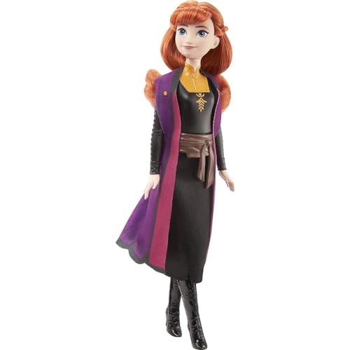 Mattel Disney Frozen - Anna bambola con abito esclusivo e accessori ispirati ai film Disney Frozen 2, Giocattolo per Bambini 3+ Anni, HLW50