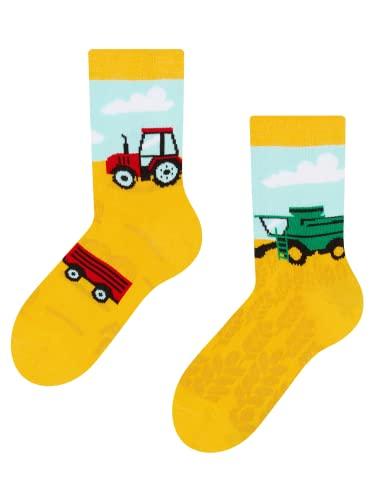 Dedoles Calzini Unisex Donna Uomo & Bambini Calze Cotone con tanti Design divertenti sinistra destra diversi, colore: Giallo, disegno: Trattore, taglia: 43-46