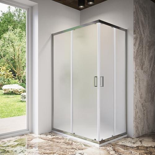Box Doccia Angolare 70x100 cm Due Ante Scorrevoli Cristallo Temperato Opaco 6mm Profili Squadrati Cromati Altezza 185 cm - Tonga
