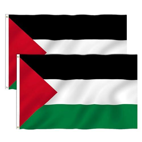 Set di 2 Bandiere della Palestina 90x150 cm con Anelli