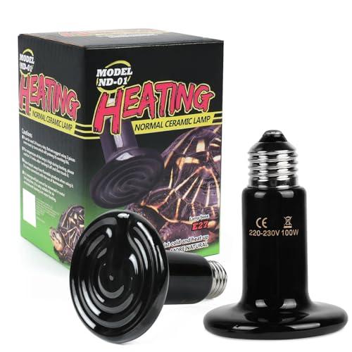 Adiwo 2 Lampade Riscaldanti in Ceramica da 100W E27 per Rettili e Anfibi
