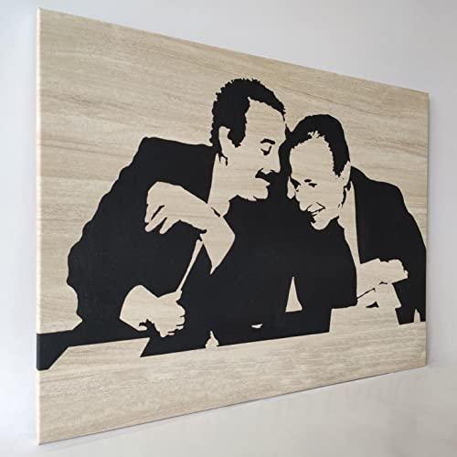 Quadro inciso FALCONE e BORSELLINO 42x60 cm in legno rivestito in tela effetto legno e tela in tessuto MADE IN ITALY idea regalo da parete ufficio legnoegrafite
