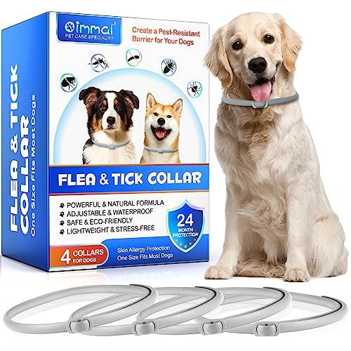 4 Pezzi Collare Antiparassitario per Cani, Collare antipulci con zecche per Cani, Impermeabile Collare Antipulci e Zecche per Cani, 4 * 6 Mesi di Efficacia Protezione (A)