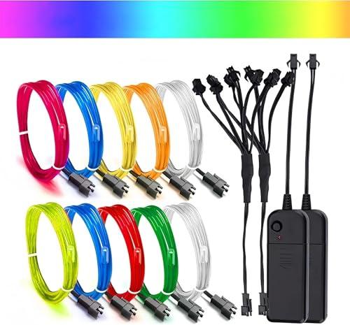 Filo Neon LED Flessibile Elettroluminescente 10 x 1m - Decorazione Party Stroboscopica