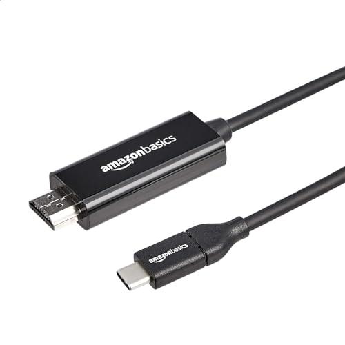 Amazon Basics Cavo adattatore da USB-C (sorgente) a HDMI (display) (compatibile con Thunderbolt 3), 4K a 30 Hz, 1.8 m, nero
