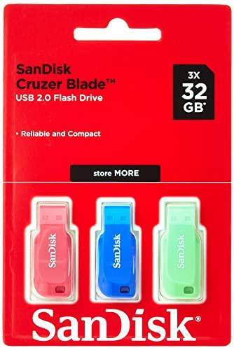 SanDisk Cruzer Blade 3X 32GB - Set di 3 Chiavette USB