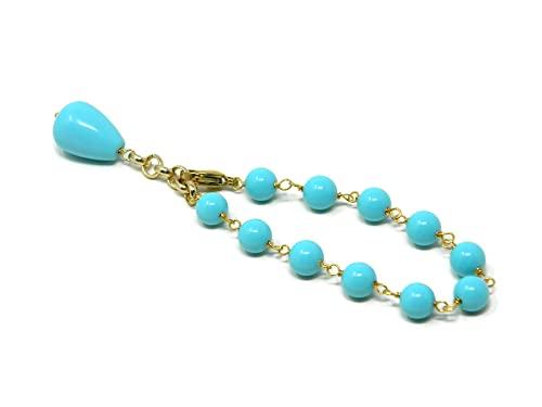 Bracciale Donna Palline 8mm e Goccia Turchese DodiGioielli