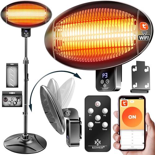 KESSER® Stufa a infrarossi WiFi 2000W con Telecomando, Girevole 360° e Regolabile in Altezza