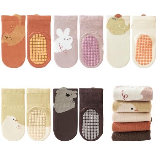 Calzini Antiscivolo in Cotone con Motivi Animali per Neonati e Bambini