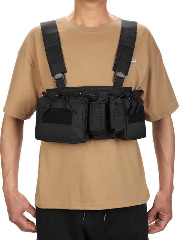 SZETOSY Chest Rig Gilet Tattico Assault Molle Nero