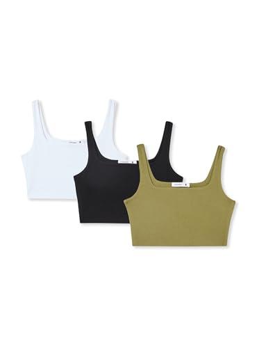 TERRANOVA Pack 3 Top Bra con Scollo Quadrato da Donna