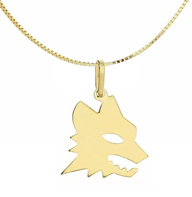 Collana Lupo Roma Argento 925 Placcato Oro 18k - Stemma Squadra - Fatta a Mano