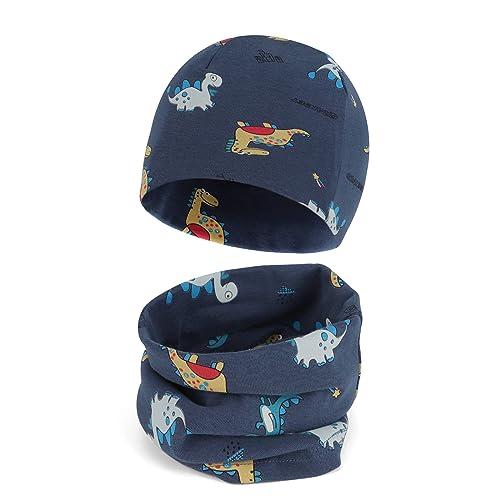 Cheerful Mario Set Invernale Bambino: Berretto, Sciarpa Scaldacollo - Dinosauro Blu