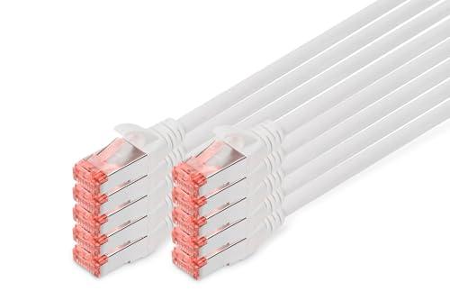 DIGITUS Cavo LAN Cat 6 - 2m - 10 pezzi - Cavo di rete RJ45 - S/FTP schermato - Compatibile con Cat 6A e Cat 7 - Grigio