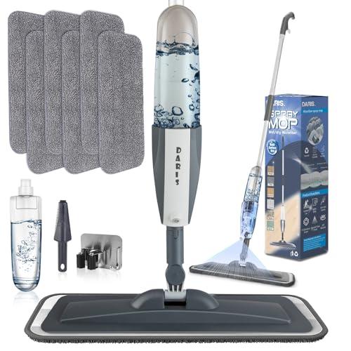 Mocio spray in microfibra，Scopa Lavapavimenti a Spruzzo，6 Panno in Microfibra riutilizzabile，1*Raschietto，1*Portascope，umido e asciutto，Mop Pavimenti per Casa，Cucina，Laminato，Legno，Legno Duro，Ceramica
