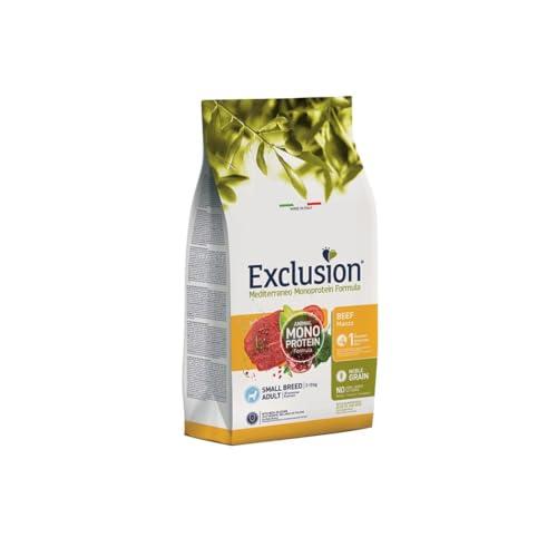 Exclusion Monoprotein Small Adult Manzo 2kg, alimento completo per cani adulti di taglia piccola da 2 a 10 chilogrammi.