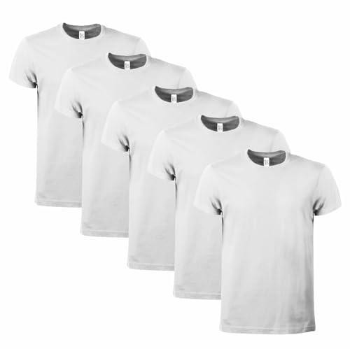 Fashwork Pacco 5 T-Shirt Uomo Girocollo Cotone Bianca Taglia M