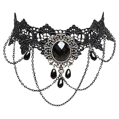 Wedity Gotico Nero Sexy Pizzo Collare Nappa Choker - Accessorio Halloween