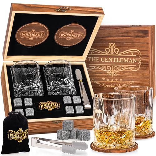 Whisiskey Set Bicchieri da Whisky Regalo con Pietre di Ghiaccio Riutilizzabili
