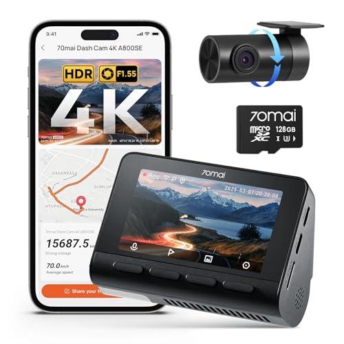 70mai A800SE Dashcam 4K+1080P GPS WiFi con SD 128GB