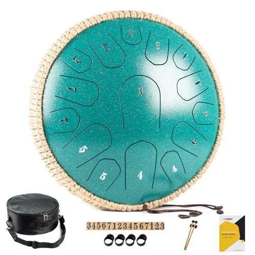 MeloBeat Steel Tongue Drum - Tamburo in Acciaio 13 Pollici 15 Note Verde
