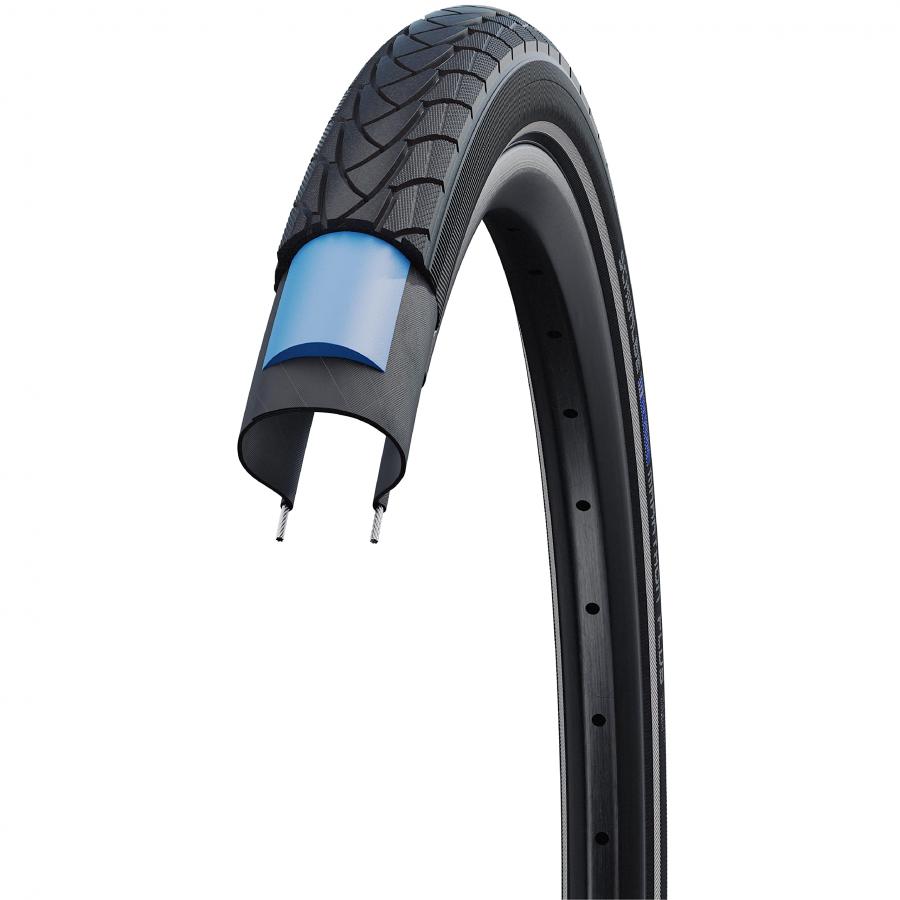 Schwalbe Reifen Marathon Plus Smartguard, Pneumatico Unisex Adulto, Nero con Strisce Riflettenti, 28x1 1/4 700x32C