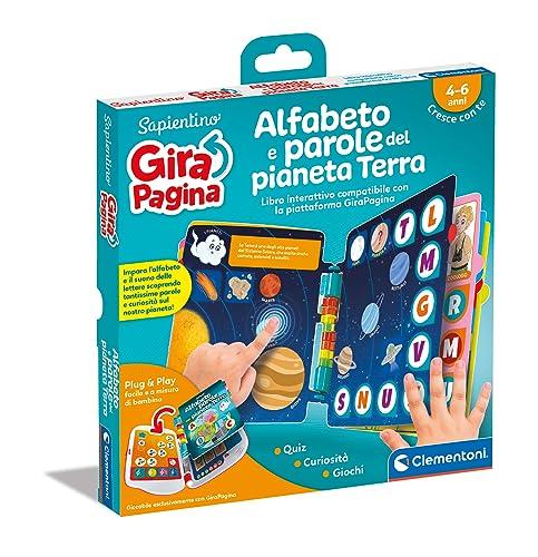 Clementoni - 16647 - Sapientino - Girapagina, L'Alfabeto del Pianeta Terra - Libro Educativo Ed Interattivo per Stimolare L'Interesse alla Lettura, per Bambini dai 4 Anni (Gioco in Italiano)