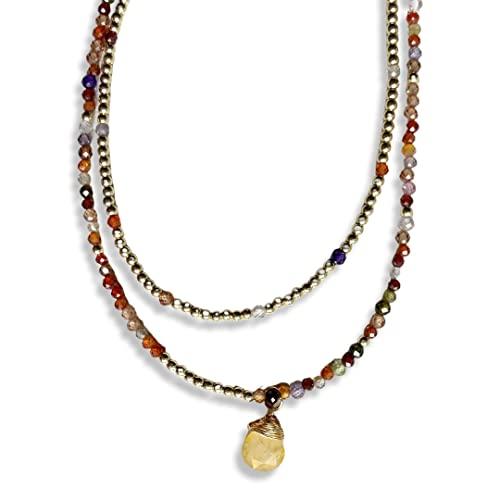 Collana doppia in pietre dure di ematite e cristallini