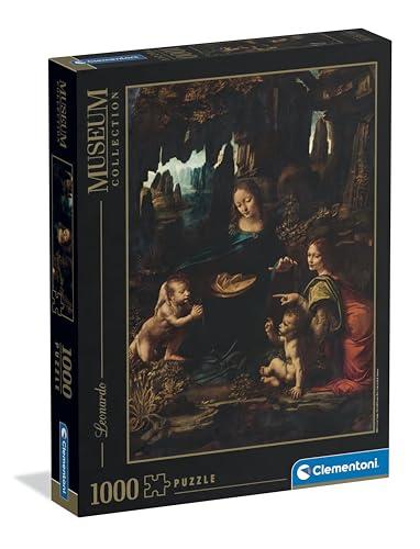 Clementoni - Puzzle 1000 Pezzi Arte per Adulti e Ragazzi, Museum Collection, Tema Vergine delle Rocce di Leonardo Da Vinci, Idea Regalo Made in Italy, 70x50 cm