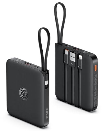 VRURC Power Bank 10000mAh con Cavi Integrati
