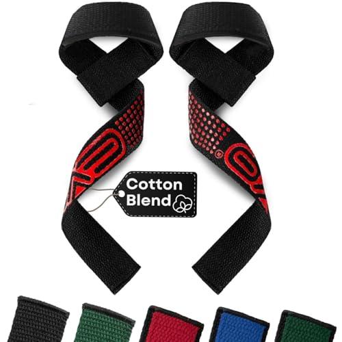 EVO Fitness Straps Palestra Cinghie per Sollevamento Pesi Antiscivolo Powerlifting Straps Palestra Uomo Donna Lifting Straps Accessori Palestra Allenamento Della Forza Impugnature (Rosso)