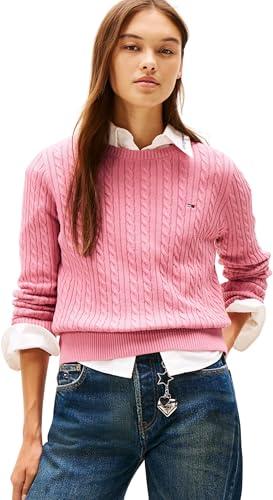 Tommy Jeans Donna Pullover Cable Essential Rosa