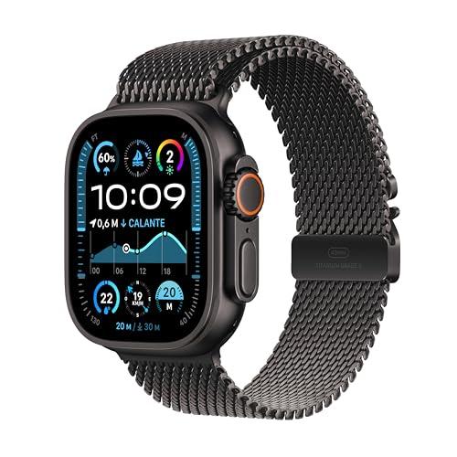 Apple Watch Ultra 2 GPS + Cellular 49mm Nero con Loop in maglia milanese Nero - Large