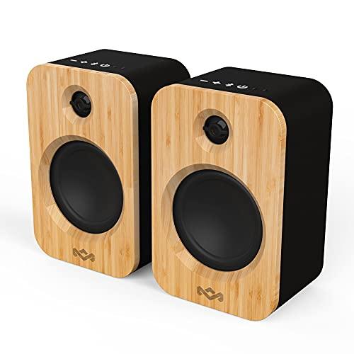 House of Marley Get Together Duo, Casse Altoparlanti Bluetooth Wireless Realizzate in Modo Sostenibile, Durata della Batteria di 20 Ore o Alimentazione di Rete, Legno/Nero, 20.1 x 10.5 x 13 cm (x2)