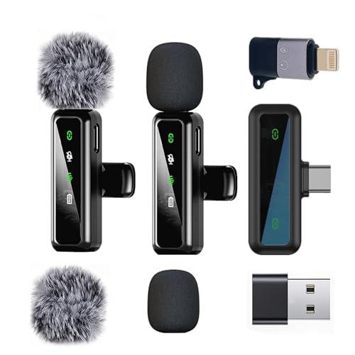 Microfono Lavalier Wireless per iPhone Android iPad, Mini Microfono Wireless per Registrazione Video, Streaming, Podcast, Vlogging, Youtube, Tiktok, Trasmissioni Live e Interviste
