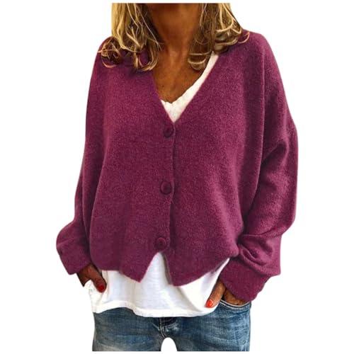 Cardigan Lungo da Donna Oversize con Scollo a V e Bottoni
