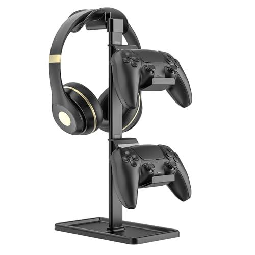 SHUOSUO Porta Controller, Supporto Cuffie, Porta Joystick per Xbox PS5 PS4 Switch, supporto per cuffie con organizzatore, gaming accessori universali scrivania (nero)