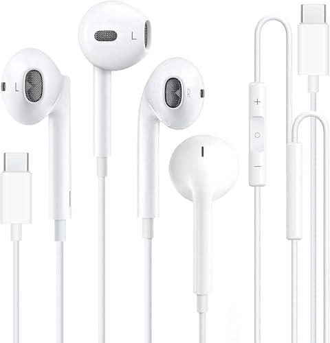 2 Pack Cuffie USB-C Hi-Fi Stereo con Microfono per iPhone, Samsung, Google Pixel e Altri Dispositivi USB-C