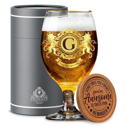 CROWNLY CRYSTAL® Boccale da Birra Personalizzato con Monogramma 