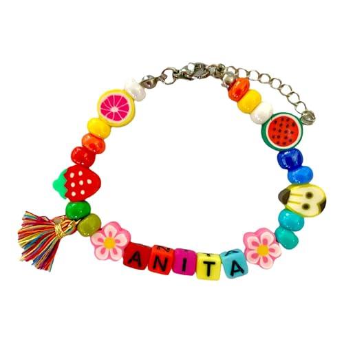 Vero Bijoux Bracciale perline colorate personalizzato con Nome