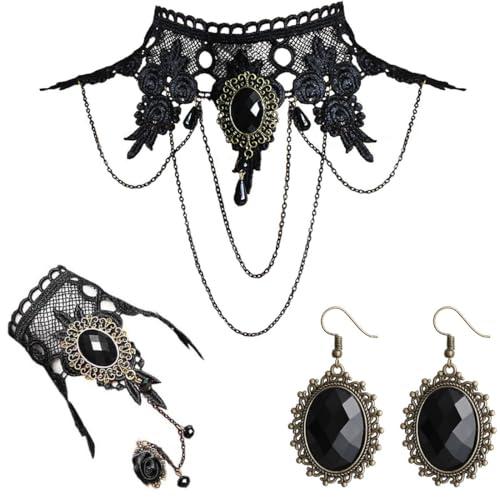 Set Gioielli Gotici in Pizzo KUMSODE: Collana, Braccialetto e Orecchini