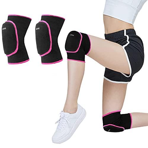 ONTYZZ Ginocchiere Protettive per Bambini - Supporto Elastico in Cotone per Danza e Sport, Nero-Rosso
