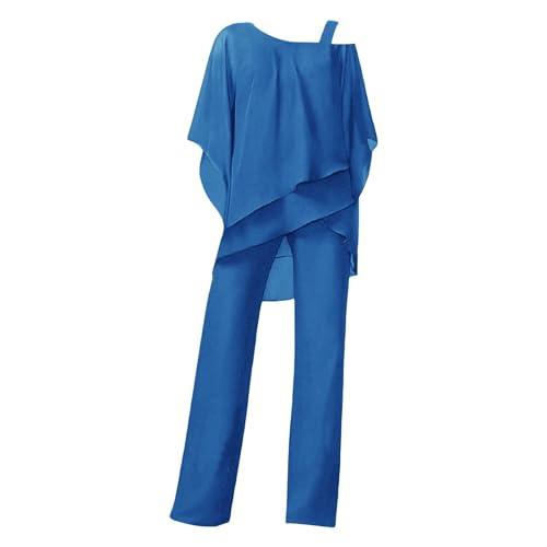Completo Donna Elegante Estiva Cerimonia Orlo Irregolare Leggera Camicia Pantaloni Larghi Due Pezzi Tuta Completa Taglie Forti Casual Tinta Unita Set Coordinato Comodi Mode Tute Curvy Completi Estivi